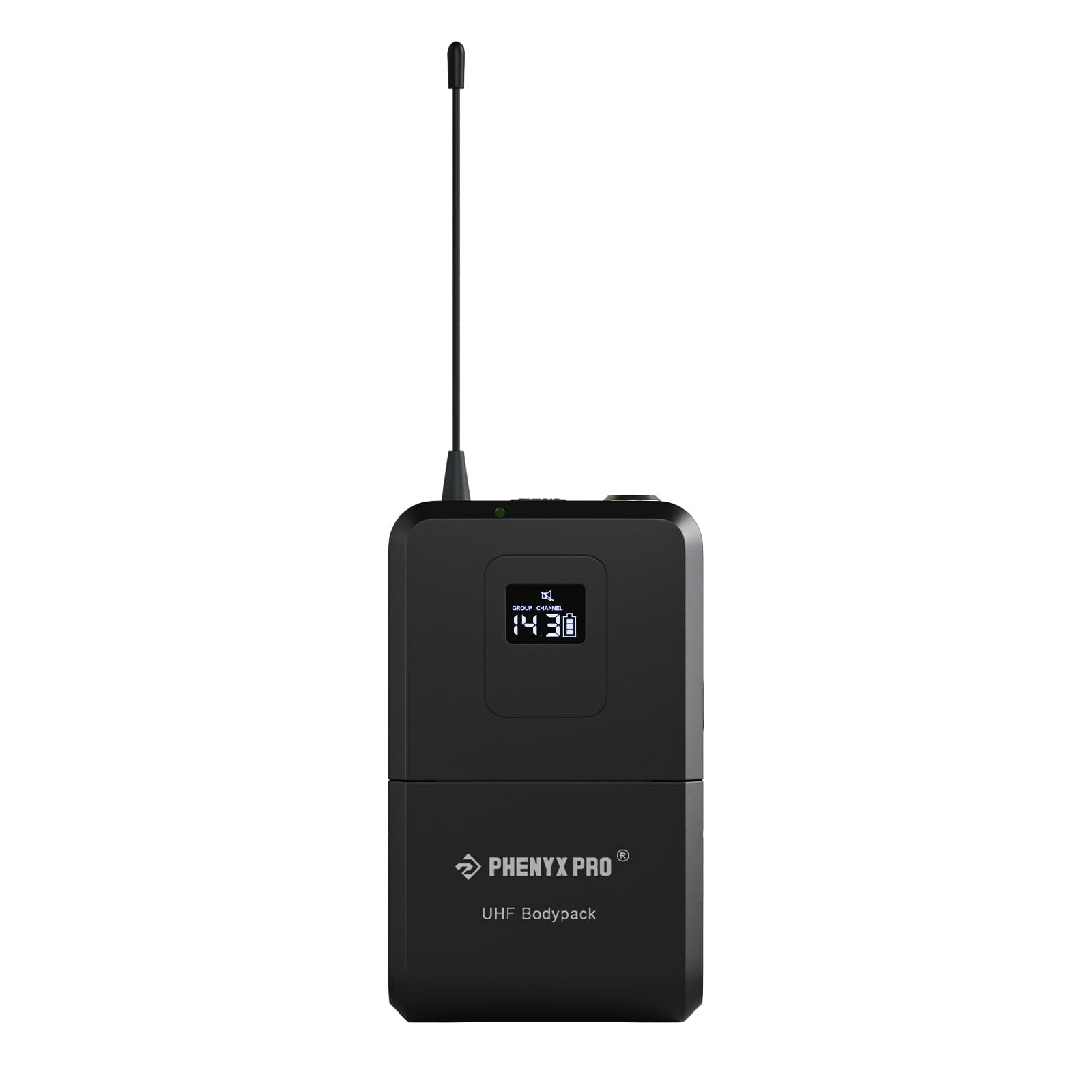 Wireless Bodypack Transmitter, UHF Bodypack Microphone for PTU-71/PTU-7000/PTU-6000, with Selectable Frequencies, Mute Function (PWB-7)
