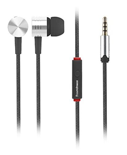 SOUNDNESS Noise-Cancelling Earphones (black) - Very Durable - Ergonomic Wired Stereo Headset with Integrated Microphone & Box Compatible With Iphone, Ipod, Ipad, Android Smartphone, Tablet, MP3 Player.