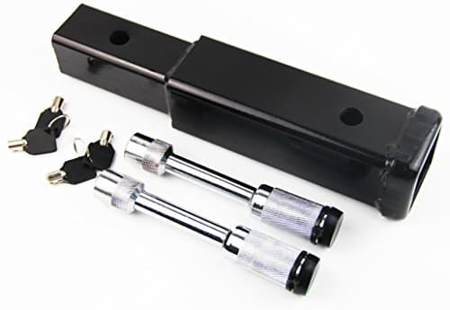 Everything Automobiles 8" Receiver Hitch Extender 2 Lock Pins, Total 12" Long 8" Gap Between Holes - (NOT Keyed Alike)
