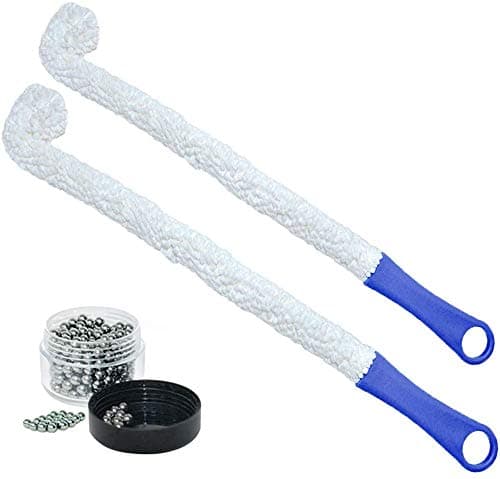 Lomida Decanter Cleaning Brush + Decanter Cleaning Beads, Set of 2 Flexible Bottle Scourer and Pcs of 300 Premium Reusable Cleaning Balls to Remove Dirt, Stains, Residues and Deposits
