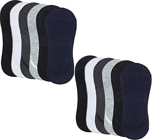 Unisex Mercerised Anti-Slip Cotton Loafer Socks (Grey White Blue Black, Free Size)