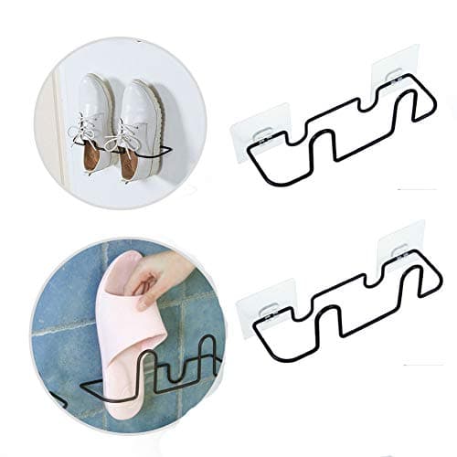 Echeer Wall Mounted Shoes Rack 2PCS, Metal Wall Mounted Shoes Organizer Hanging Strips Shoes Storage Holder Shoe Hangers