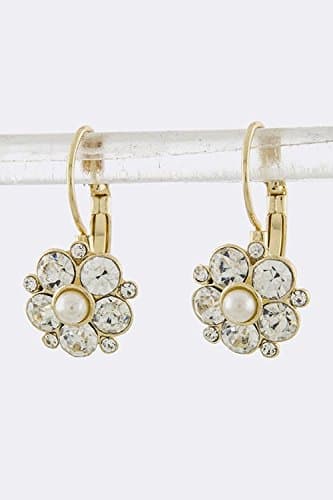 Folkloric Handcrafted Yellow Brass Dangle Earring'Flower Blossom'