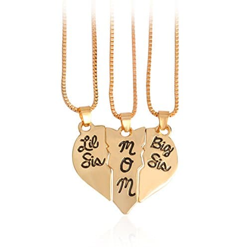 Yee Yeung Mother Daughter Jewelry Big Sis Lil Sis Mom Broken Heart Puzzle Necklace Set