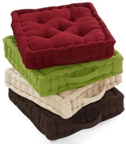 AmigoZone 100% Cotton Covered Booster Cushion Thick Seat Pads Adults Chair/Armchair/Garden Chair (Cream, 2)