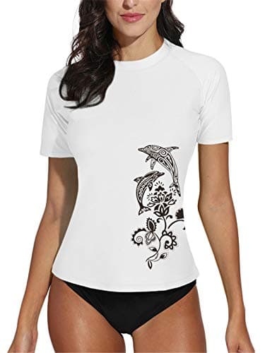 Women's Sun Protection UPF 50+ Short Sleeve Rash Guard Swim Shirt