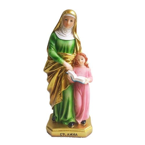 Religious St Anna Statue Saint Anna Sculpture Santo Ana Estatua Holy Figurine Decorative Statue Anna with Child Statue Gift (6 Inch)