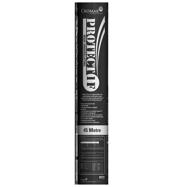 CROMAR Protect 1F Non-Vapour Permeable Roofing Membrane | 1m x 45m Roll | High-Performance Underlay Felt for Tiled and Slated Pitched Roofs | UV & Heat Stable | Lightweight & Easy to Install