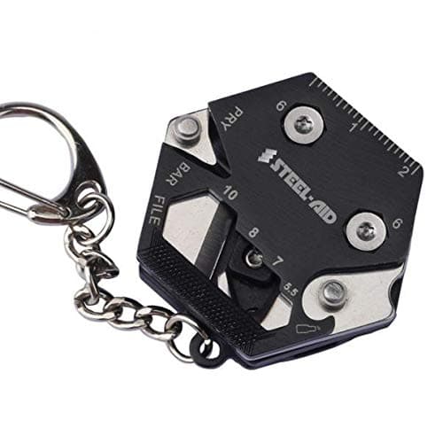 STEELAID Multitool Card Key Chain – Hexagonal Kit with Micro Screw Driver Set, Bottle Opener, EDC Tools, Multipurpose, Foldable Survival Tool Set for Men & Women Christmas Gifts Under 10 Dollars