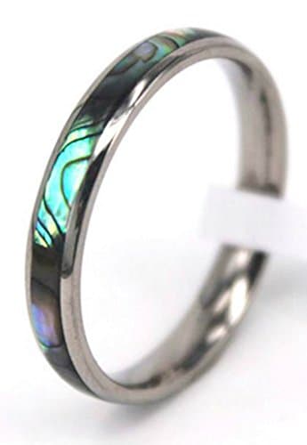 Maleka Designs Abalone Shell Inlay Titanium Ring 4mm