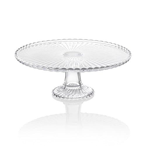 montemaggi Scalloped Cake Stand Round Glass and decorated. Ideal for serving cake and Fruit. Dimension: 31 x 31 x 12 cm