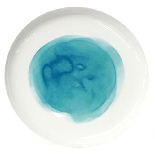 Watercolor bone china dinner plate, steak dish, ceramic plate,dessert,household plate 7.8inch(Small plate, green)