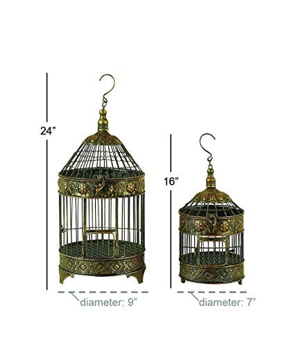 Deco 79 Metal Bird Cage, 24-Inch and 16-Inch, Set of 2
