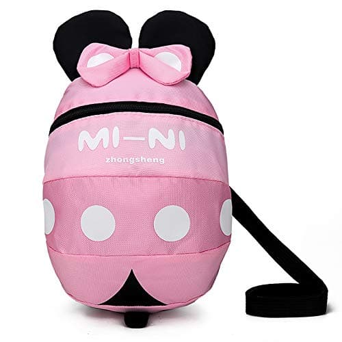 Baby Toddler Safety Harness Backpack Child Kids Cute Cartoon Strap Shoulder Backpack Bag with Reins Leash Rucksack Harness Walkers Tether Belt,for 2-5 Years Old Toddler. (Pink)