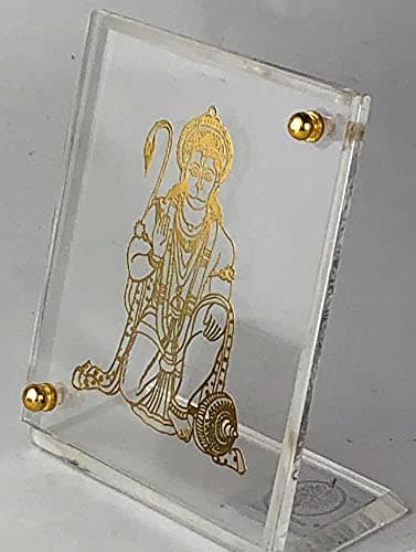 shree kreations Gold Plated Hanuman Ji Photo Frame for Car Dashboard Lord Hanuman Photo Frame Small Hindu God Hanuman Car Decor