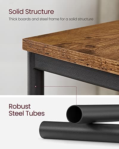 VASAGLE Side Table, Small End Table, Tall Nightstand For Living Room, Bedroom, Office, Bathroom, Rustic Brown And Black Ulet273B01, Engineered Wood