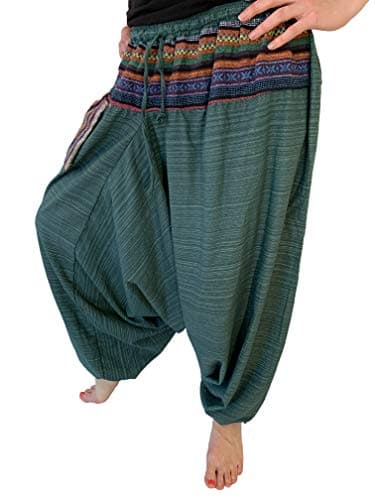 Siam Import Co Thai Fisherman Harem Pant, Yoga, Beach, Festival, Travel Green