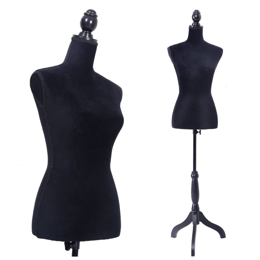 Mannequin Body, Female Dress Form Manikin Body Torso 60-67Inch Height Adjustable, Woman Body Torso Clothing Display Manikin with Tripod Stand for Sewing Dress Jewelry Market Shop Display (Black)