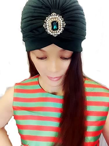 Dark Green Pearl Gem Turban,Women Turban,Full Turban,Turban Headband,Turban Hat,Stretch Turban,Fashion Turban,Head Wrap,Headband,Fashion,Gift,Show,Party,Holiday