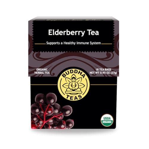 Organic Elderberry Tea - Kosher, Caffeine-Free, GMO-Free - 18 Bleach-Free Tea Bags