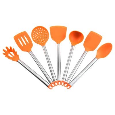 Kitchen Utensil Set - 7 Cooking Utensils Set- Silicone Kitchen Utensils - Nonstick Cookware with Spatula Set - Kitchen Tools Kitchen Gadgets,Orange