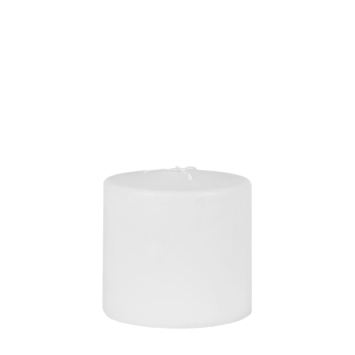 Three-wick candle, 150 x 150 mm, matt white, pillar block candle.