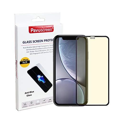 Pavoscreen Anti Blue Light Screen Protector for iPhone Xs,iPhone X,iPhone 11 Pro 5.8" Block UV Light Reduce Eyes Fatigue and Eyes Strain iPhone 10S,iPhone 10 Tempered Glass [One Gift Phone Case]