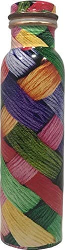 S M Crafts Pure Copper Printed Engraved and Antique Design 1 L Water Bottle