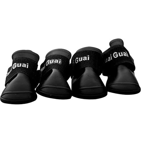 2 Pairs Walking Running Nonskid Pure Rubber Sole for Small Pet Dog Puppy Cat Boot Shoes Booties (M#(5cm x 4cm / 2'' x 1.6''), Black)