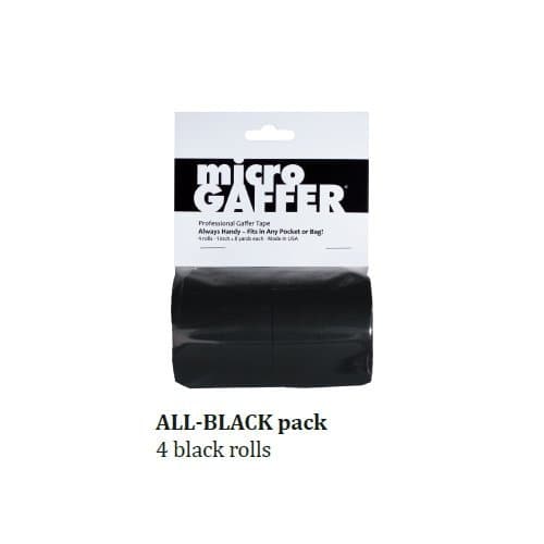 BarnDoor Lighting MicroGaffer (4) Black Micro Gaffer Tape Rolls 1" x 8yds