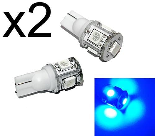 Pack of 2, T3 1/4 Miniature Wedge 5 LED 1W Tower 12V AC/DC 194 921 T5 Accent Courtesy Landscape (Bright Blue)
