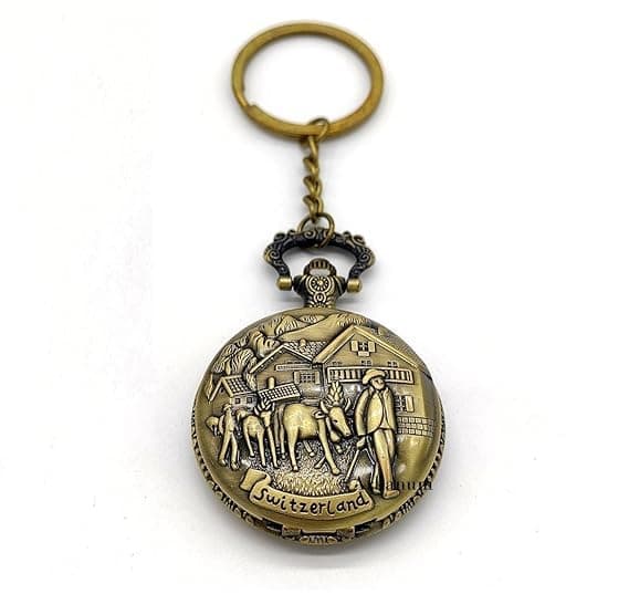 DEBONAIRSwitzerland Cattleman Pocket Watch Vintage Key Chain