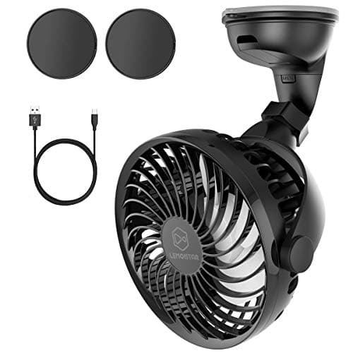 LEMOISTAR 5V USB Car Fan & Desk Fan, 360 Rotatable Car Cooling Fan with Strong Suction Cup, 4 Speed Strong Wind, Super Quite, Car Air Cooling Fan for Sedan, SUV, Truck, Auto Vehicles(Only USB Powered)
