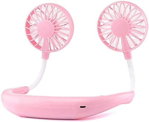 X4Cart Wearable Mini Portable Handheld Personal Neck Fan USB Rechargeable Battery Hand Held Operated 3 Speed Strong Wind 360° High Flexible Wearable Fan for Office Traveling Kitchen Summer (Pink)