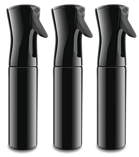 BeautifyBeauties Hair Spray Bottle – Ultra Fine Continuous Water Mister for Hairstyling, Cleaning, Plants, Misting & Skin Care (Black-10 Ounce-3Pack)