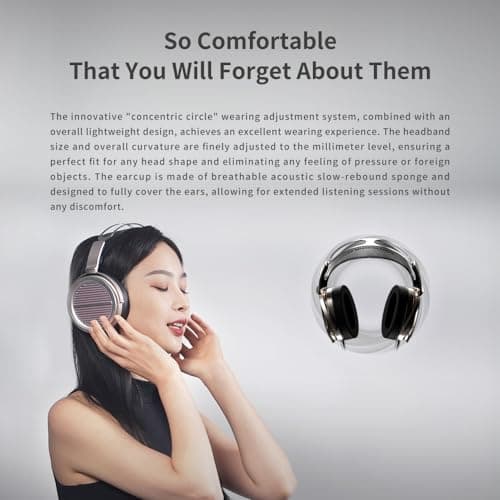 Aune AR5000 Glaze Reference Full-Size Open-Back Over Ear Wired Headphones,Silver