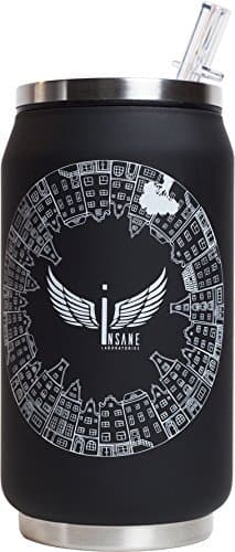 Insane 1.0 Thermos Can and Food Jar 12 Ounces. Bonus Gift: Extra Straw & Instruction Manual