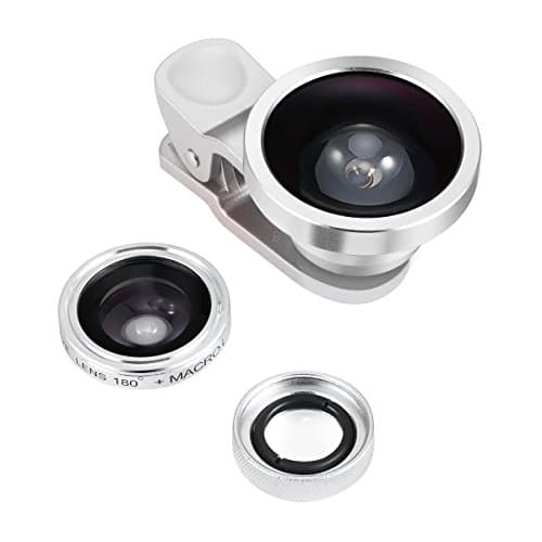 toogou 3 in 1 Clip-On 180 Degree Supreme Fisheye + 0.65X Wide Angle+ 10X Macro Lens For iPhone 6 6 Plus, iPhone 5 5S 4 4S Samsung HTC Blackberry and All Phones Camera Diameter Less than 13mm Silver