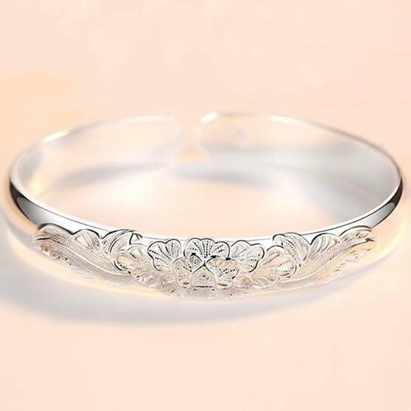 Abiotp Sterling Silver Bangle Bracelets for Women 925 silver Cuff Bracelet Adjustable Jewelry Fashion Simple Open Bangles Cuff Jewelry for Women Mom Wife Mothers Day Valentine Gift