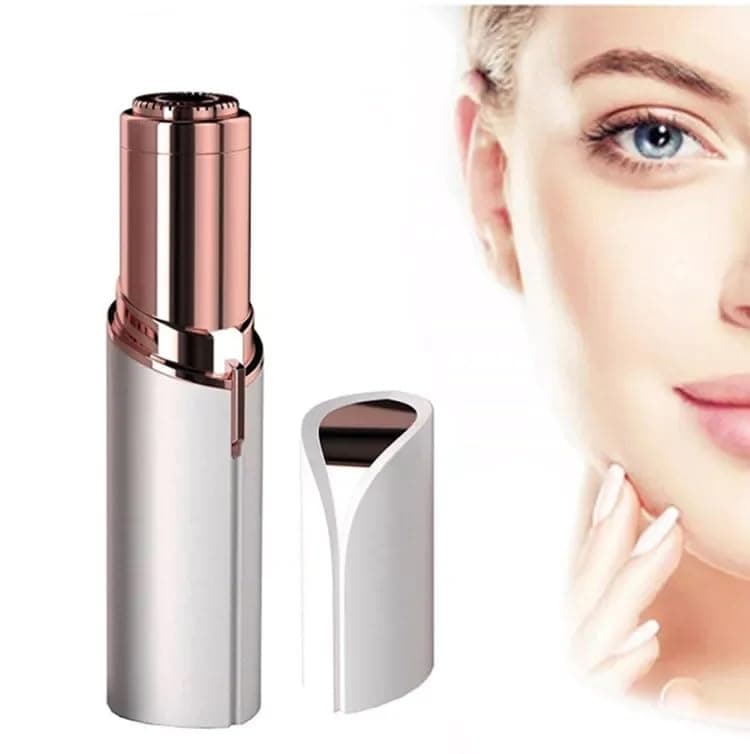 2 in 1 Facial Women Hair Remover Eyebrow Trimmer Rechargeable Painless Precision Lipstick Style Razor Trimmer for Facial Body Hair Shaver for Lips Nose Chin Face with LED Light Design 3