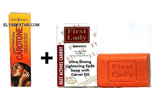 Mama Africa Light & Natural Brightening Cream 60ml & FREE First Lady Carrot Skin Lightening Soap 200g - WITHOUT HYDROQUINONE - EU VERSION
