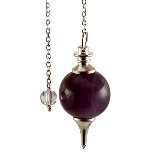 Aatm Natural Healing Amethyst Gemstone Round Pointed Reiki Chakra Ball Pendulum for Spirituality & Peace (Set of 3)