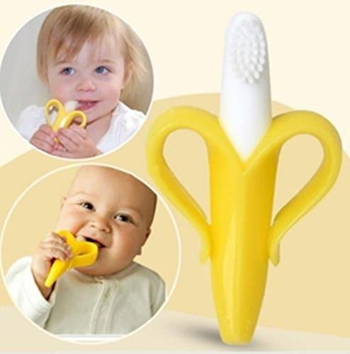 Hilarious-ME Safe Baby Teether Banana Silicone Toothbrush