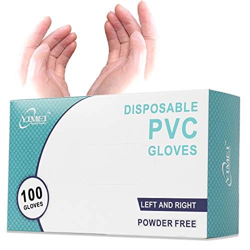 Yimei Medical Clear Vinyl Gloves - 4 mil, Rubber Latex Free, Powder Free, Disposable, Non-Sterile, Food Safe, Ambidextrous, Size Large, Box of 100