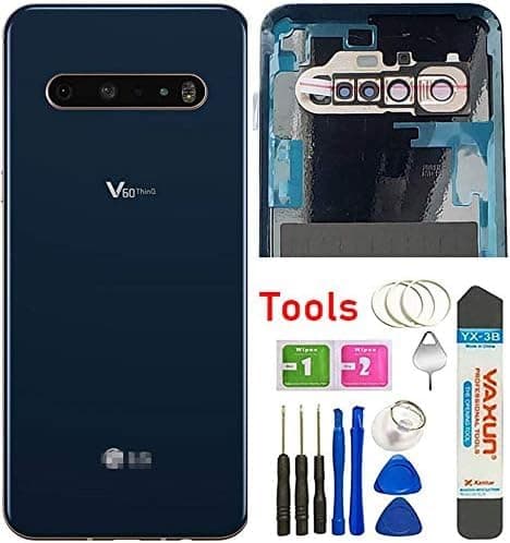 V60 Back Glass Replacement Door Housing Cover Panel Assembly Parts for LG V60 ThinQ V600 5G All US Verison + Eject Pin W/Tools Blue