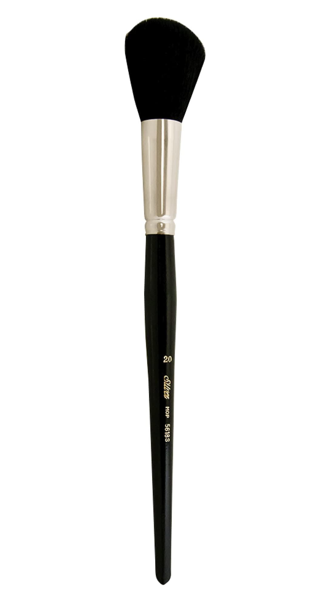 5618S-20 Silver Mop Black Round Paintbrush for Oil, Acrylic, Watercolor, Pastels, & Charcoal, Size 20, Short Handle