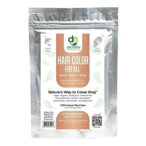 Discovery Naturals Red Henna Hair Color For All Kit | 100% All Hair Dye & Beard Dye Powder (Strawberry Reddish Blonde) Organic, Herbal & Vegan Chemical & Cruelty Free Permanent Gray Coverage & Tinting