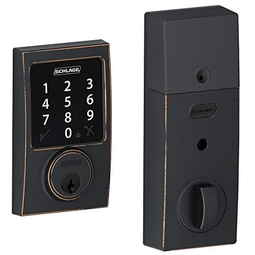 (New Model) Schlage Connect Century Touchscreen Deadbolt with Z-Wave Technology and Extra Key BE468 (Aged Bronze)