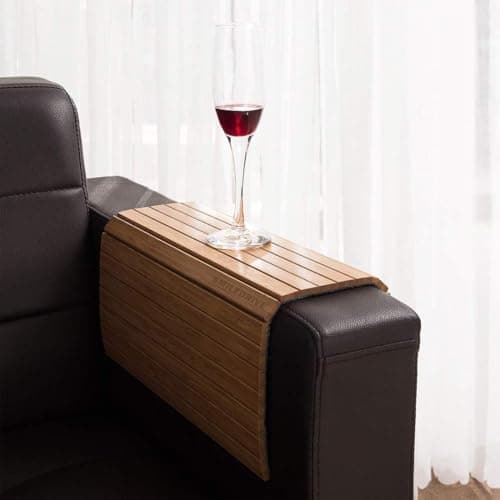 SMILEDRIVE® Sofa Armrest Tray | Handcrafted Teak Wood Table Mat for Drinks Snacks - Made in India (Set of 2)