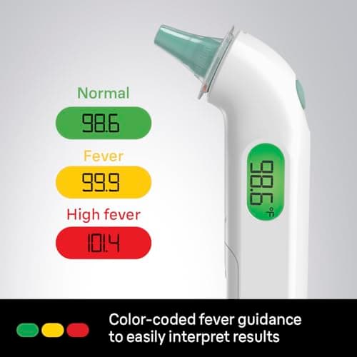 Braun ThermoScan 4 Digital Ear Thermometer, Professional Accuracy with Color Coded and Fever Audio Guide for Babies, Toddlers, Kids and Adults, IRT3515